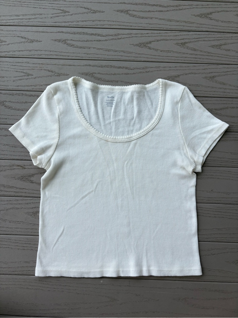 John Galt White Short Sleeve Cropped Tshirt